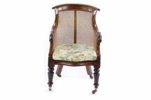 William IV Walnut Framed Bergere Library Chair