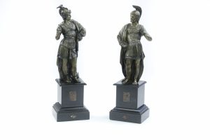 A Pair of Spelter Figures of Roman Warriors