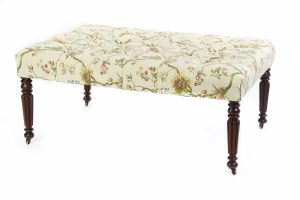 A William IV Deep Buttoned Ottoman / Coffee Table on Gillow Style Legs