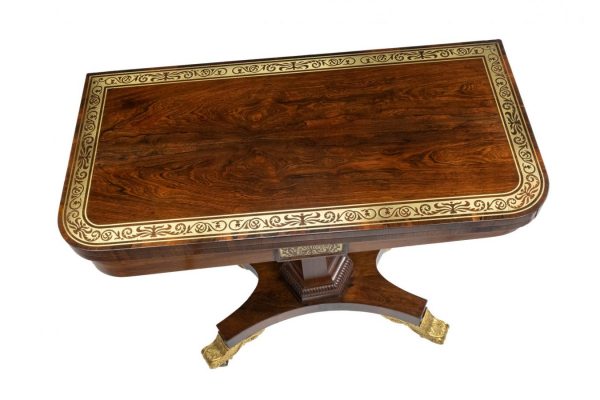 A Georgian Rosewood Fold-Over Card Table by Thomas Hope