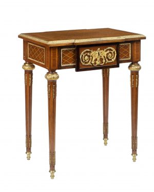 A Pair of Gilt Metal-Mounted Kingwood and Marquetry End Tables of Louis XVI Style