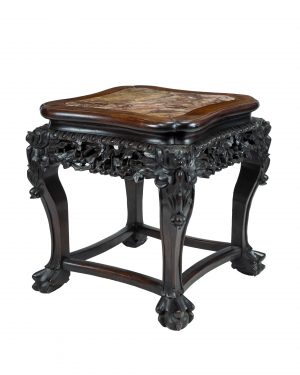 19th Century Wonderful Quality Chinese Rosewood Heavily Carved Marble Topped Planter Table