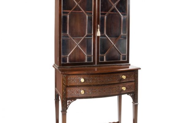 A Mahogany Edwardian Mapel and Co, Chippendale Revival Display Cupboard on Stand