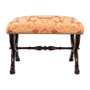An X framed upholstered stool attributed to Gillows
