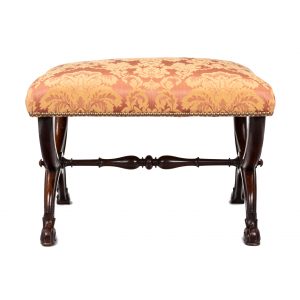 An X framed upholstered stool attributed to Gillows