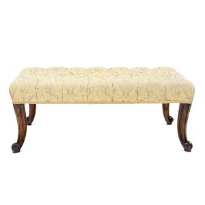 19th century double, upholstered footstool with mahogany legs, in the style of Gillows of Lancaster and London.